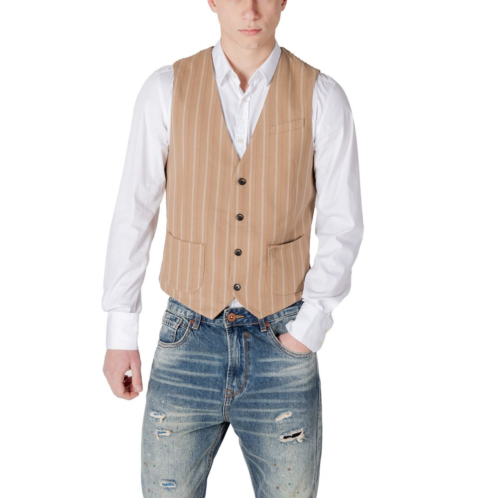 Beige Polyester Waistcoat