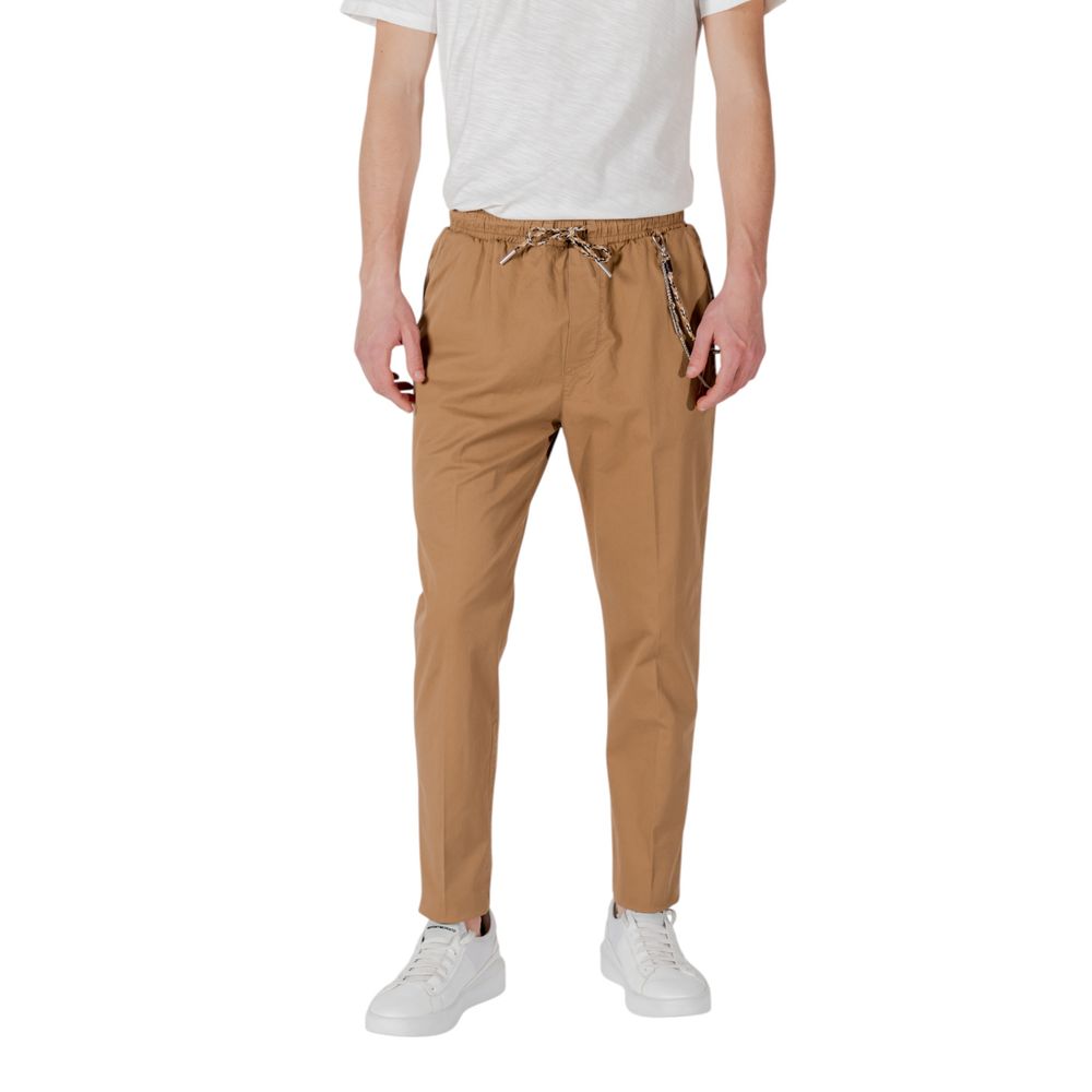 Brown Cotton Casual Pants