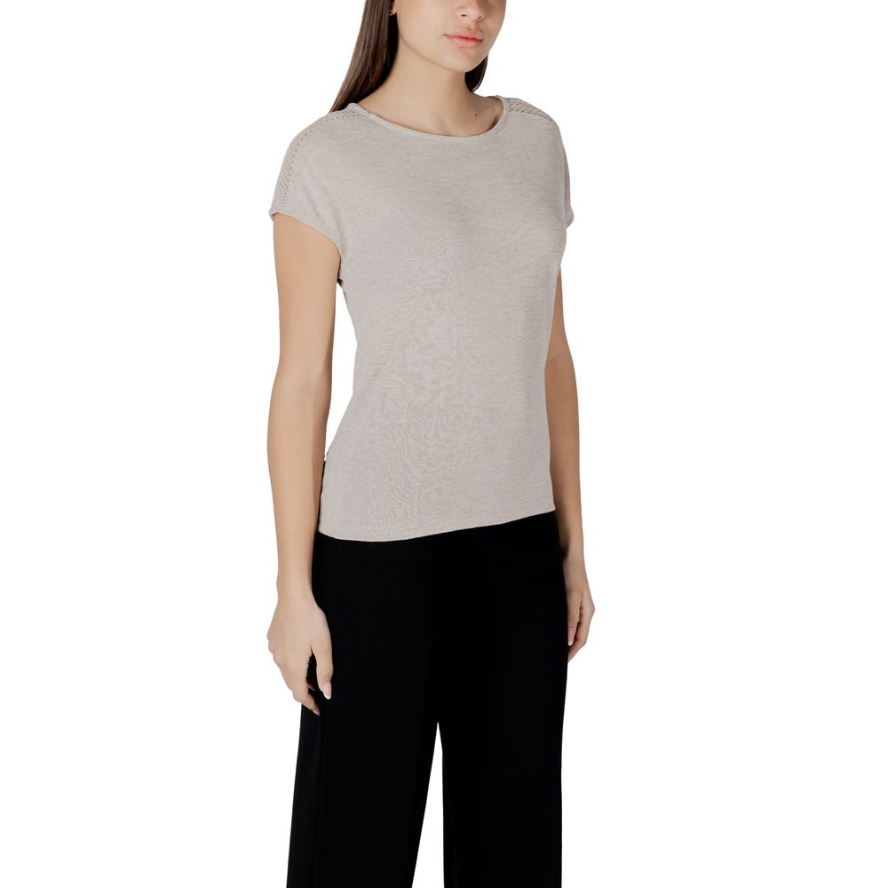 Beige Polyester T-Shirt