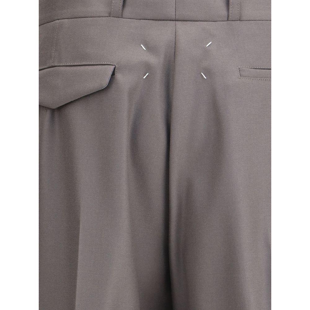 Green Fleece Wool Dress Pants
