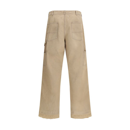 Beige Cotton Casual Pants