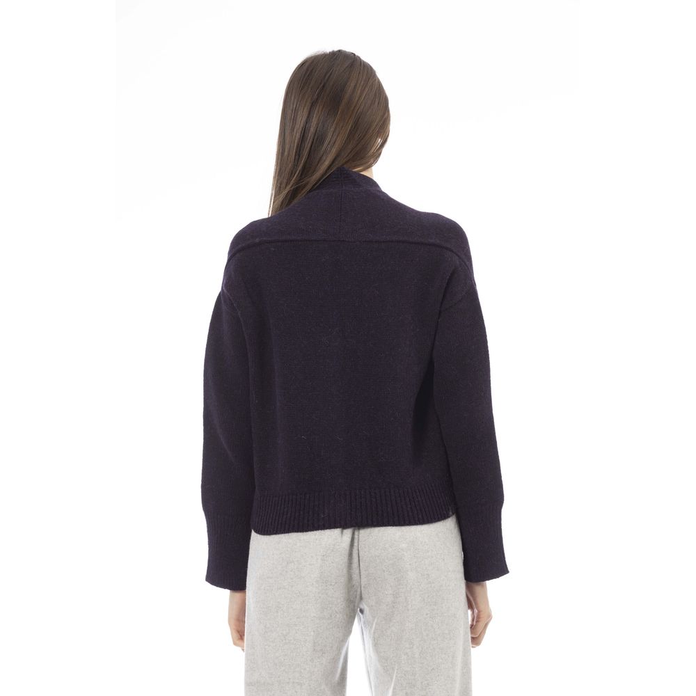 Purple Merino Wool Women Cardigan