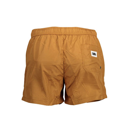 Brown Polyester Swimwear