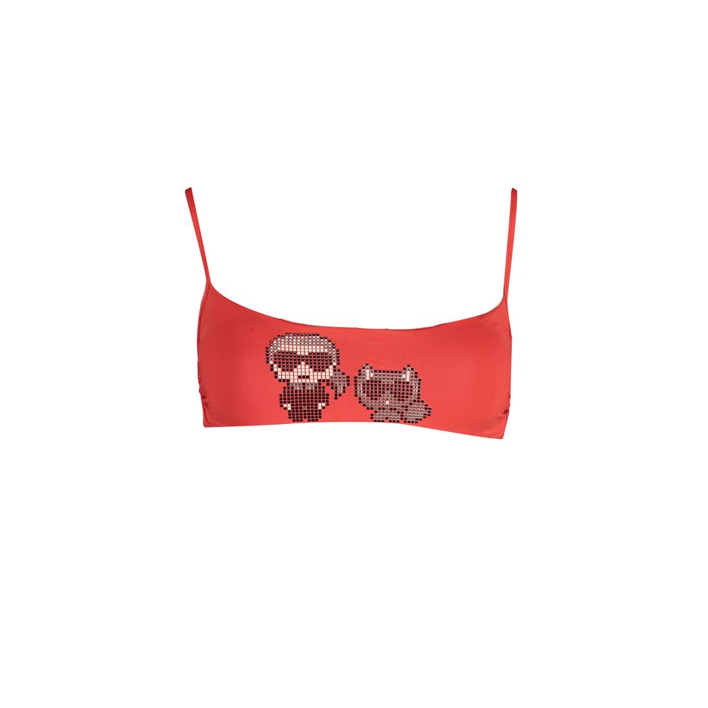 Red Elastane Swimwear