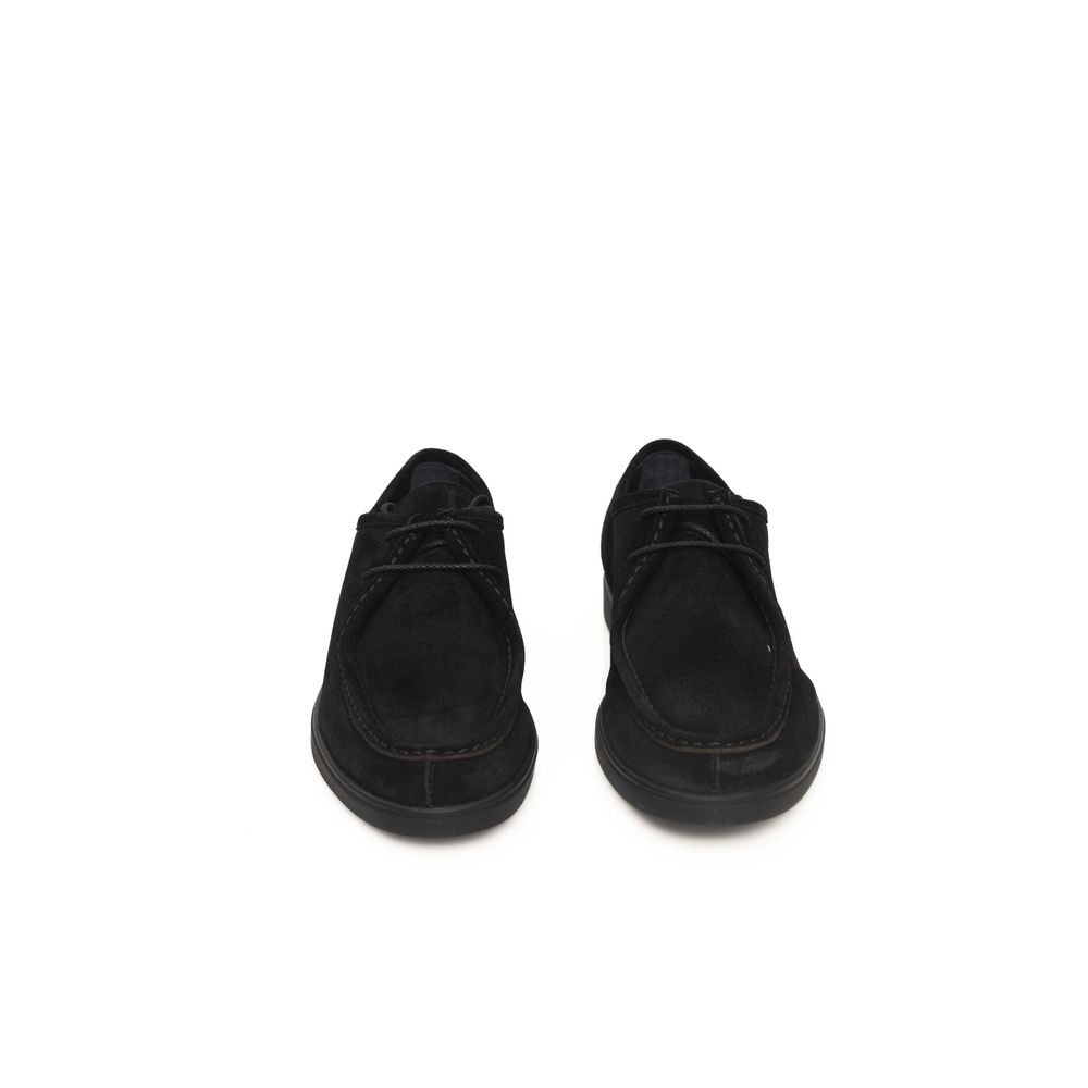 Black Cowhide Men Derby Shoe