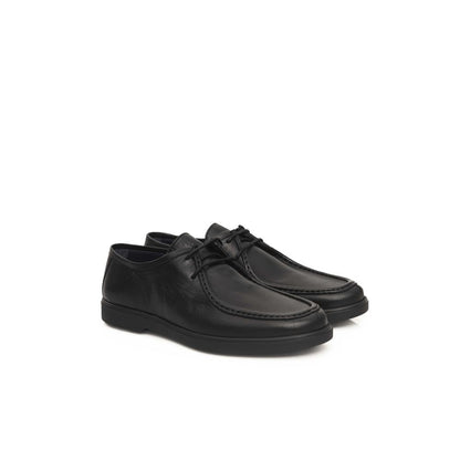Black Leather Men Derby Shoe