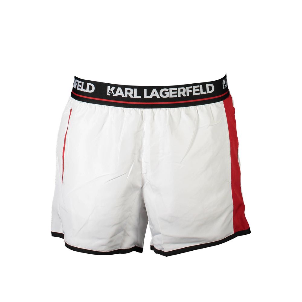 Bianco Poliestere Men Swim Boxer