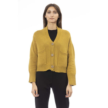 Yellow Merino Wool Women Cardigan
