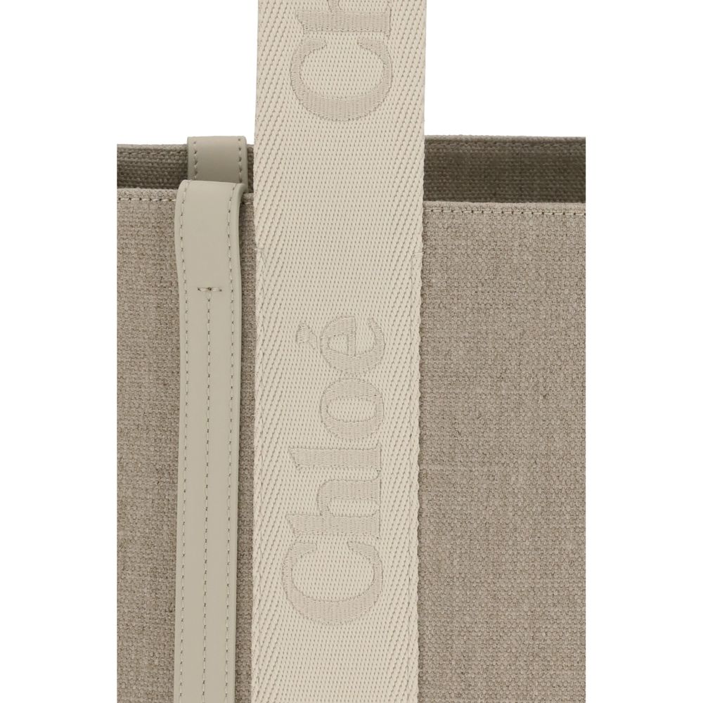 Beige Linen Shoulder Bag