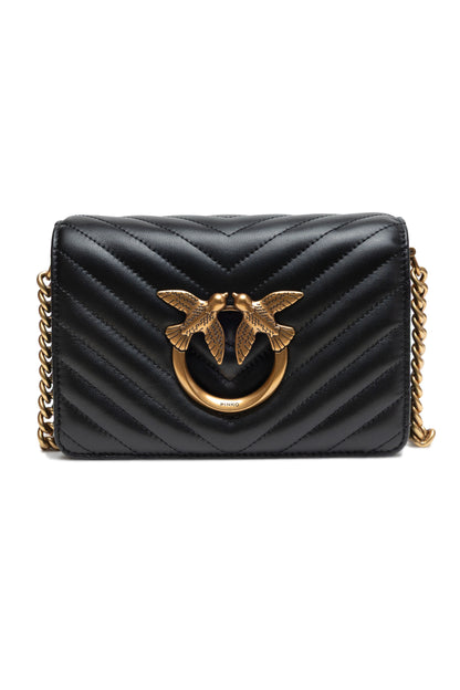 Black Leather Love Click Mini Shoulder Bag