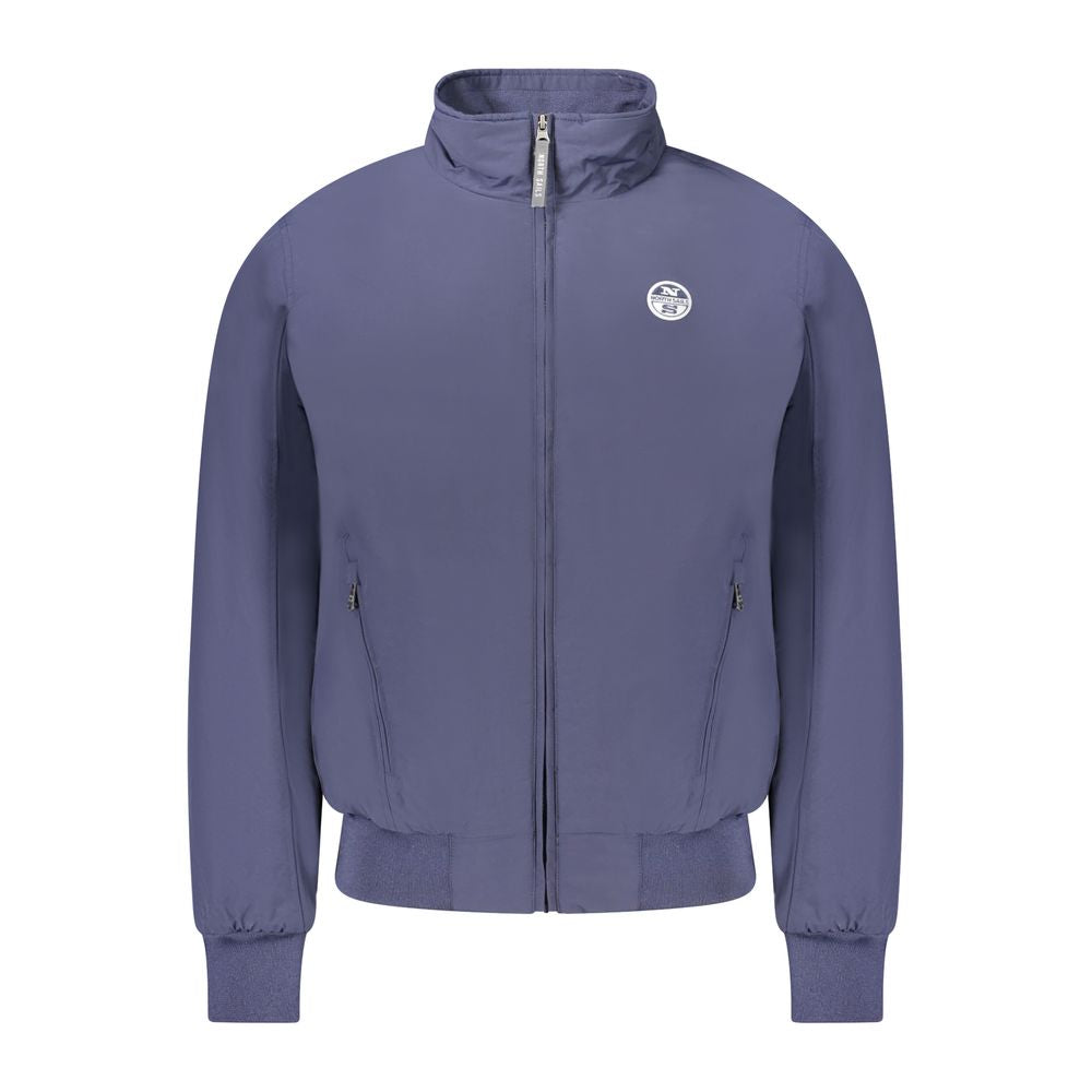 Blue Polyester Men's Bomber Jacket