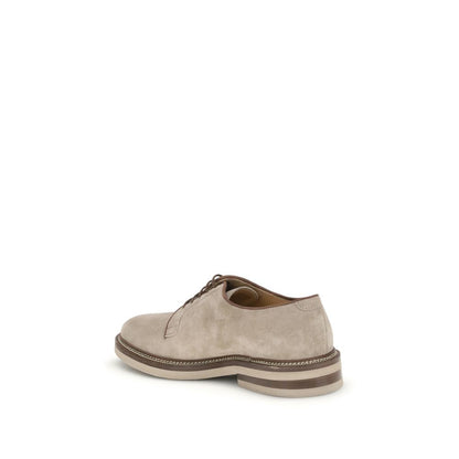 Beige Calf Leather Bos Taurus Oxfords And Derbies