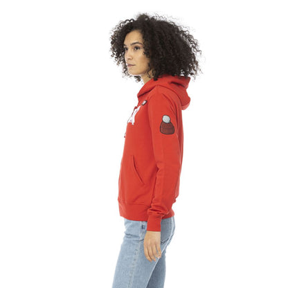 Red Cotton Women Sweatshirt Top