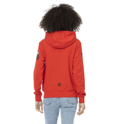 Red Cotton Women Sweatshirt Top