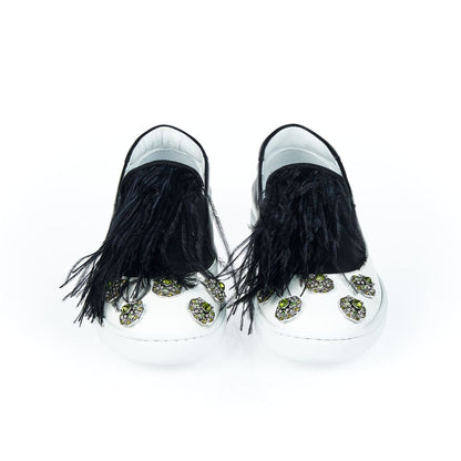 Black Leather Women Slip-On Shoe