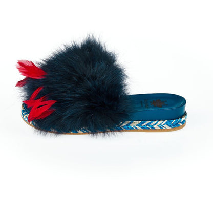 Blue Lamb Leather Women Sandal
