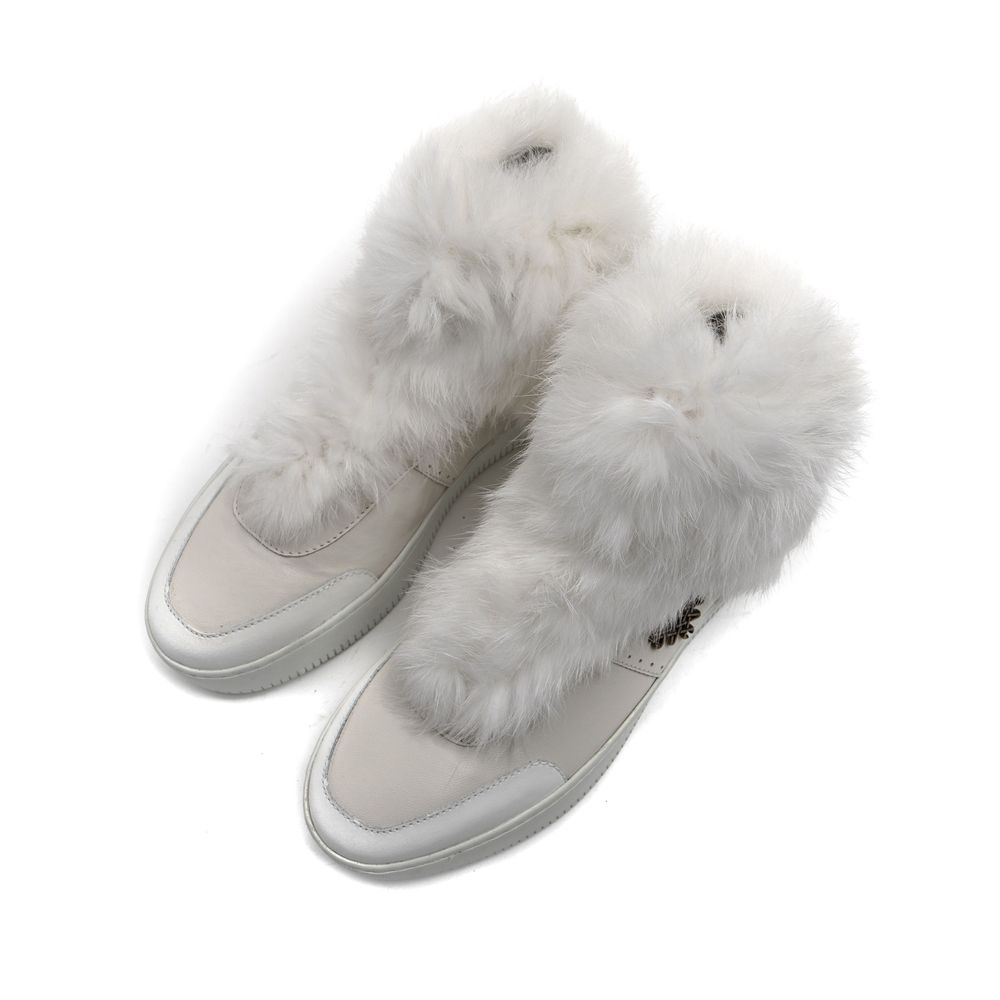 White Cotton Women Sneaker