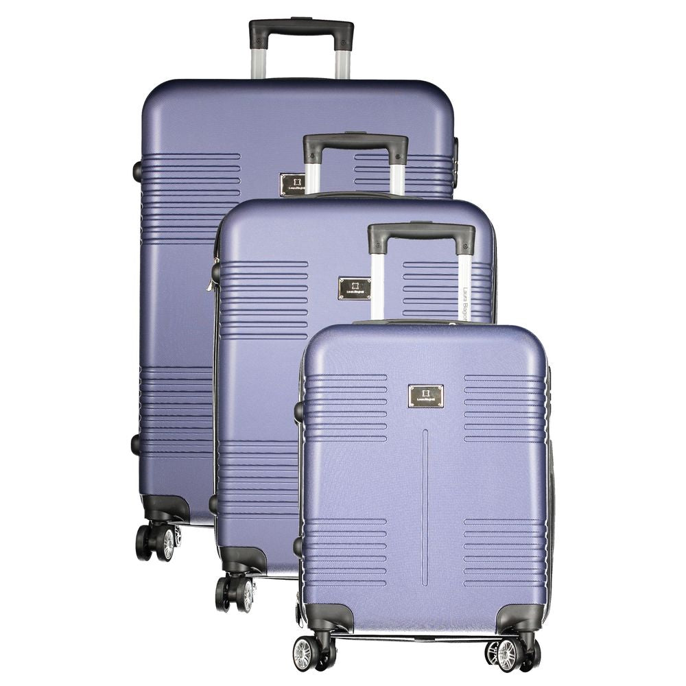 Blue Polyurethane Women's Travel Bag