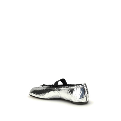 Silver Calf Leather Bos Taurus Ballet Flats