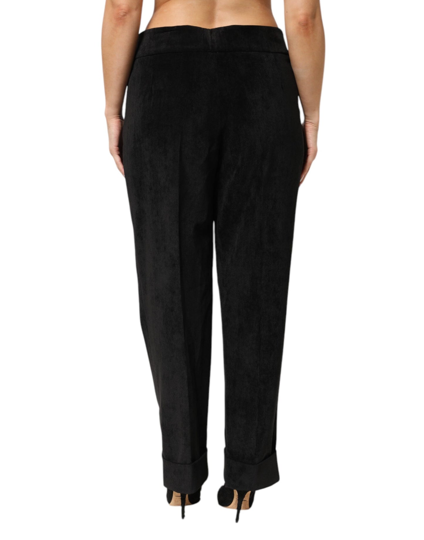 Black High Waist Straight Dress Trouser Pants