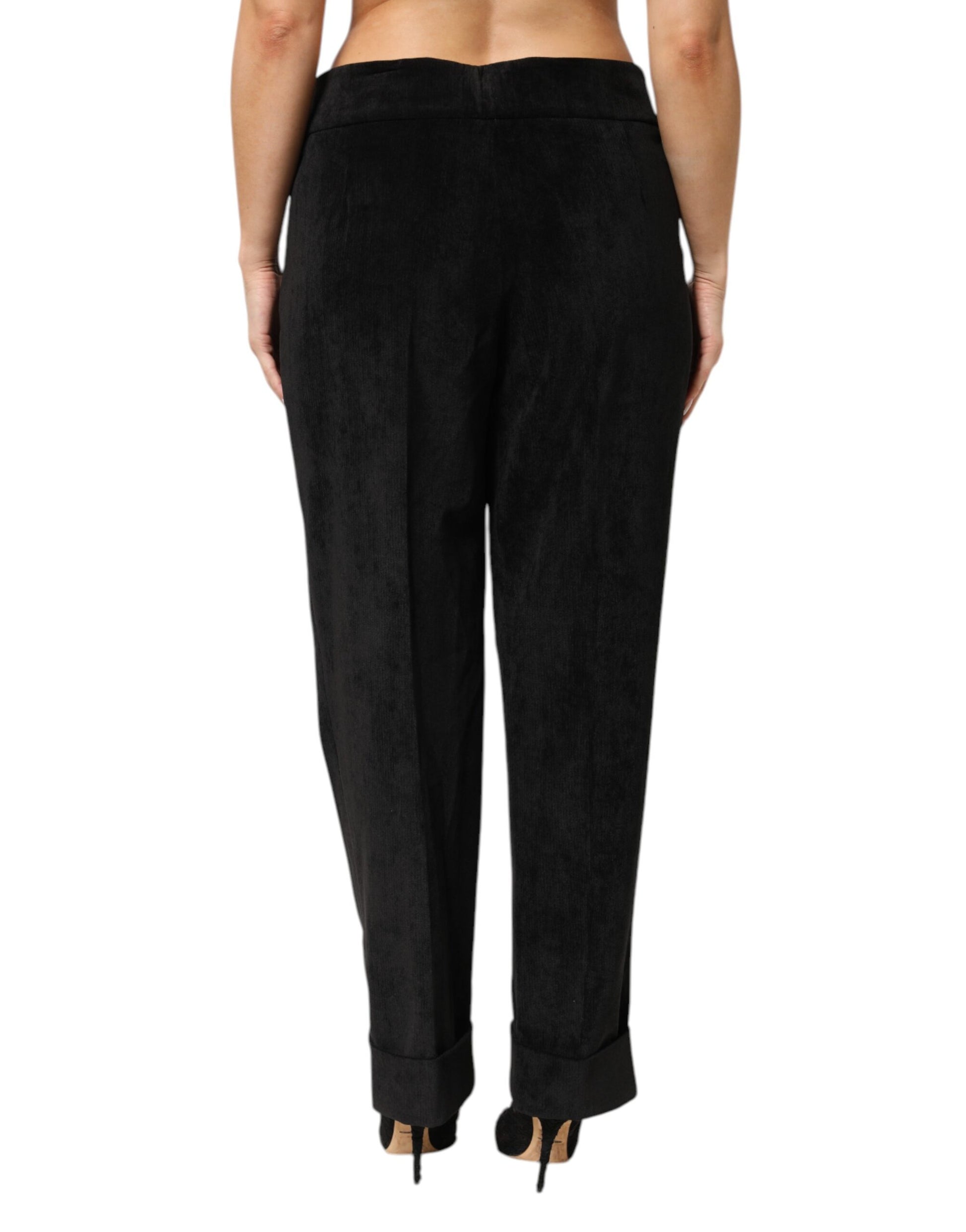 Black High Waist Straight Dress Trouser Pants
