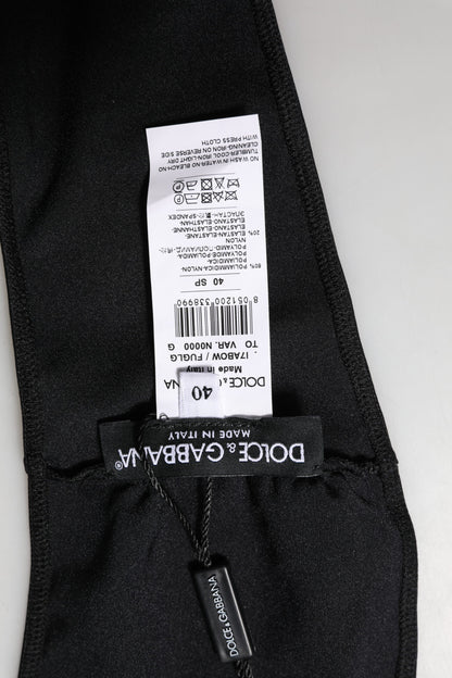 Black Nylon Blend Bandeau Strapless Tube  Top