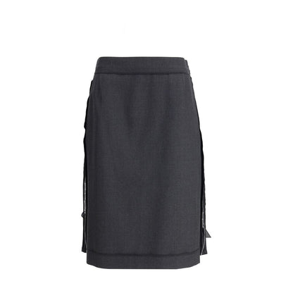Black Polyester Midi Skirt