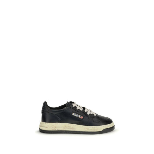 Black Leather Low Top Sneakers