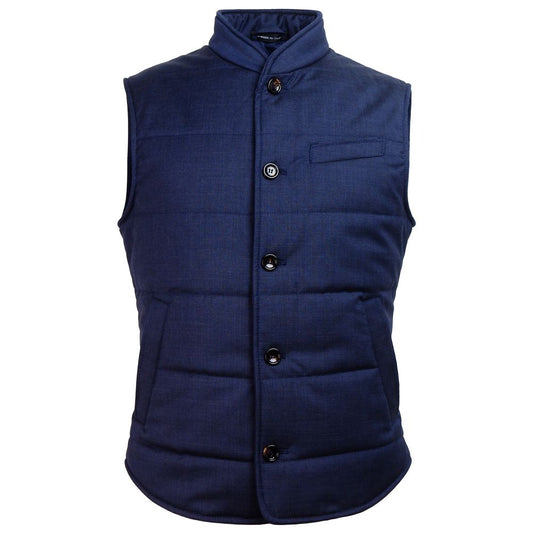 Blue Wool Men Vest