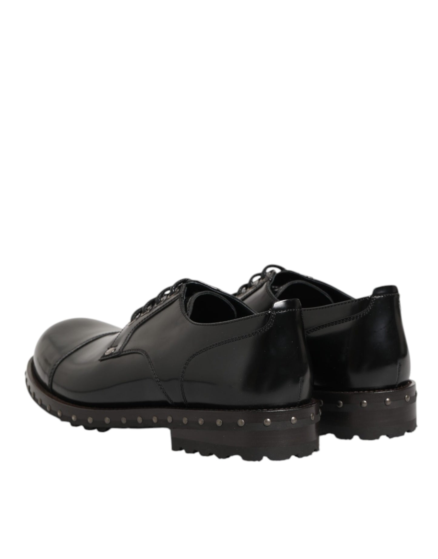 Black Leather Studded Men Formal Derby Shoes