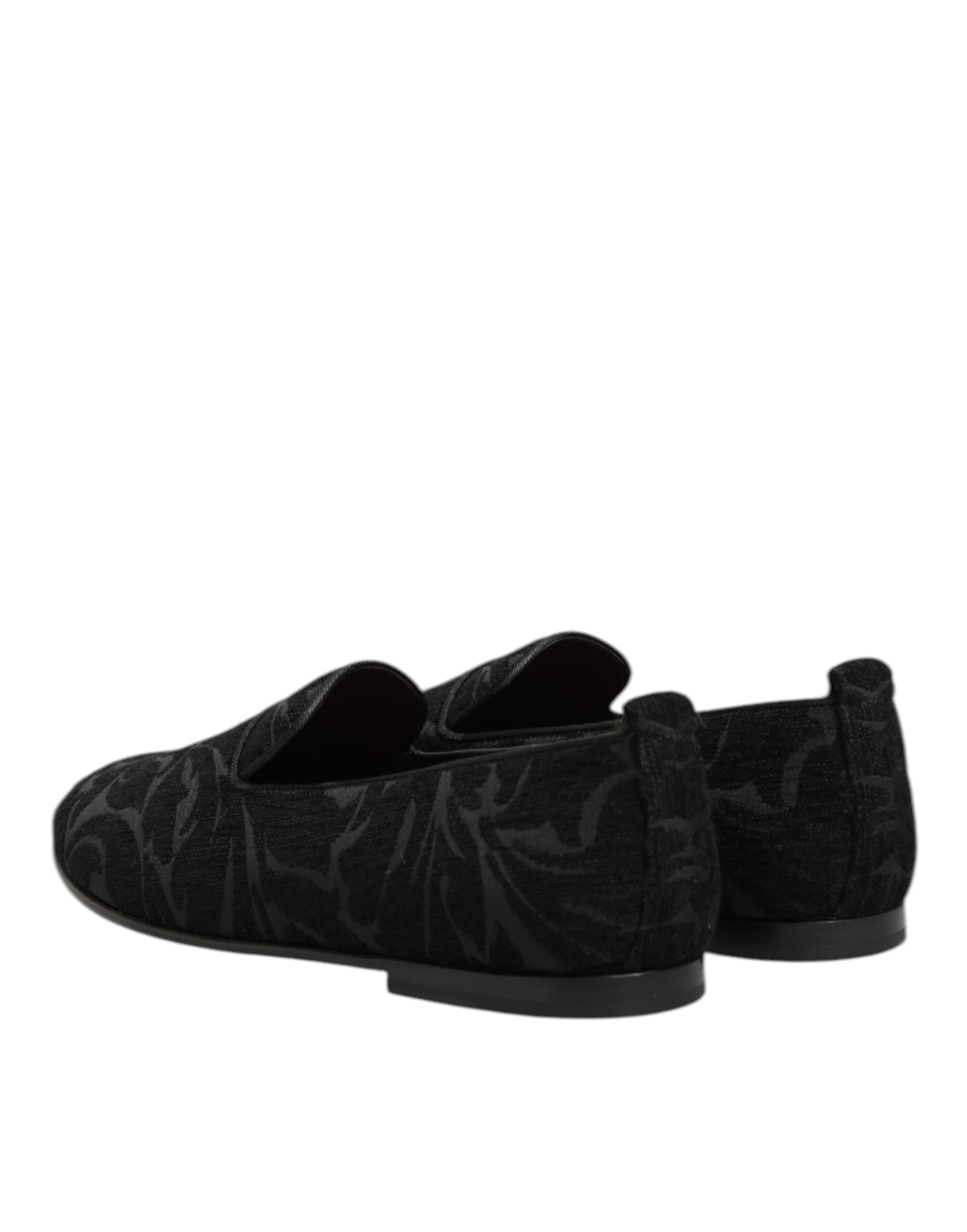 Black Brocade Loafers Slip On Men Dress Shoes