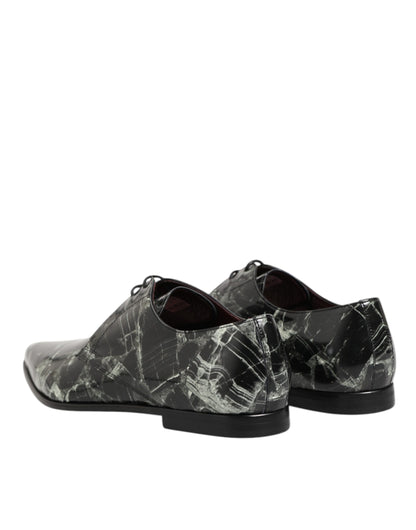 Marbled Pattern Dress Lace Up Derby Shoes