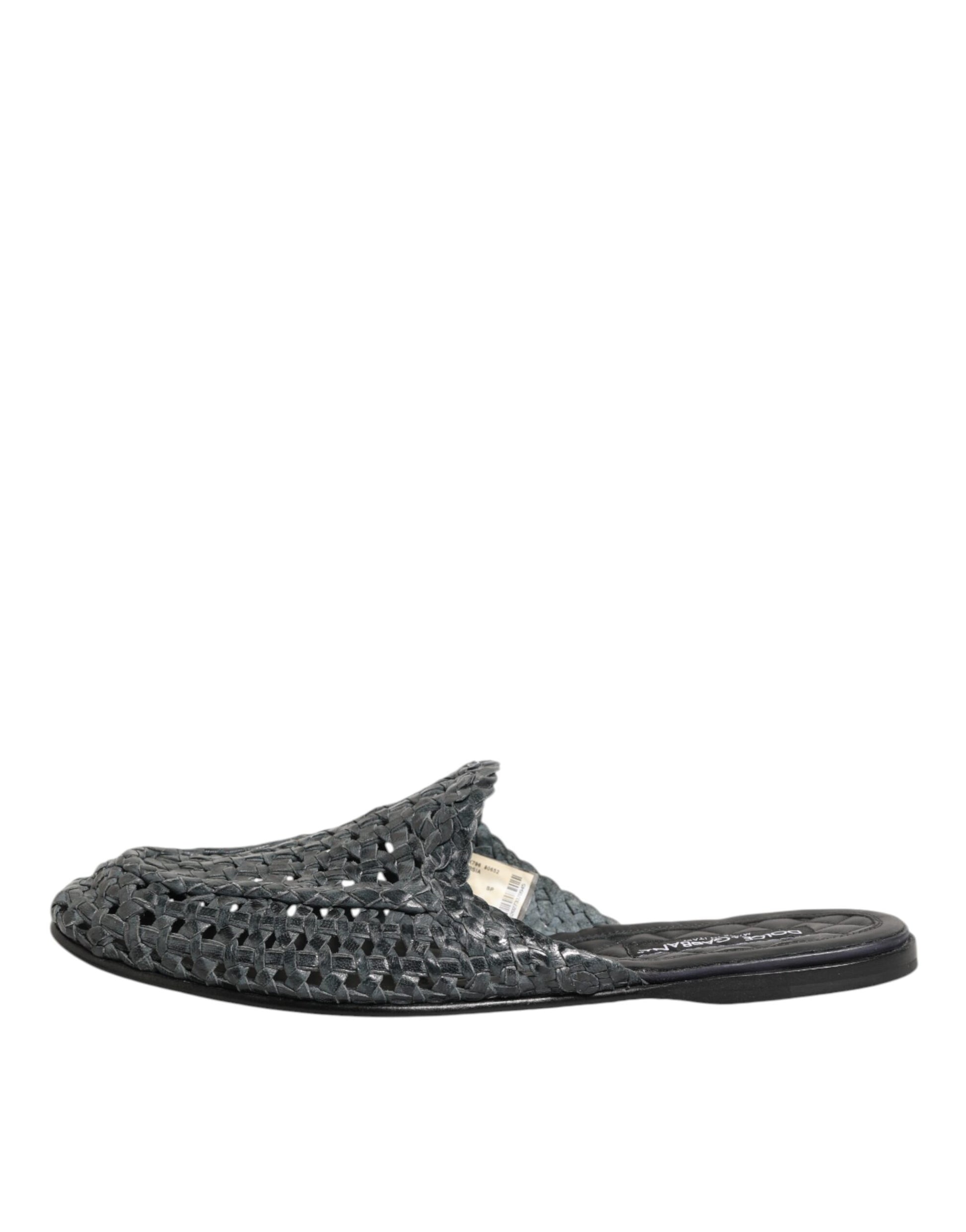 Blue Woven Slides MULES Men Sandals Shoes