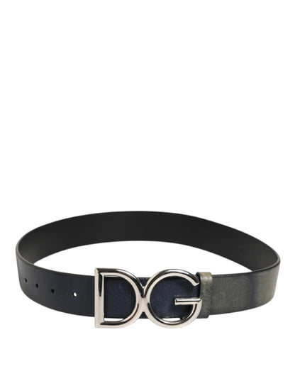 Black Classic Silver Metal DG Logo Buckle Belt