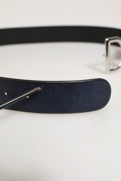 Black Classic Silver Metal DG Logo Buckle Belt