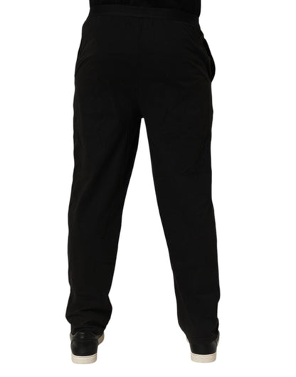 Black Cotton Blend Logo Waistband Trouser Pants
