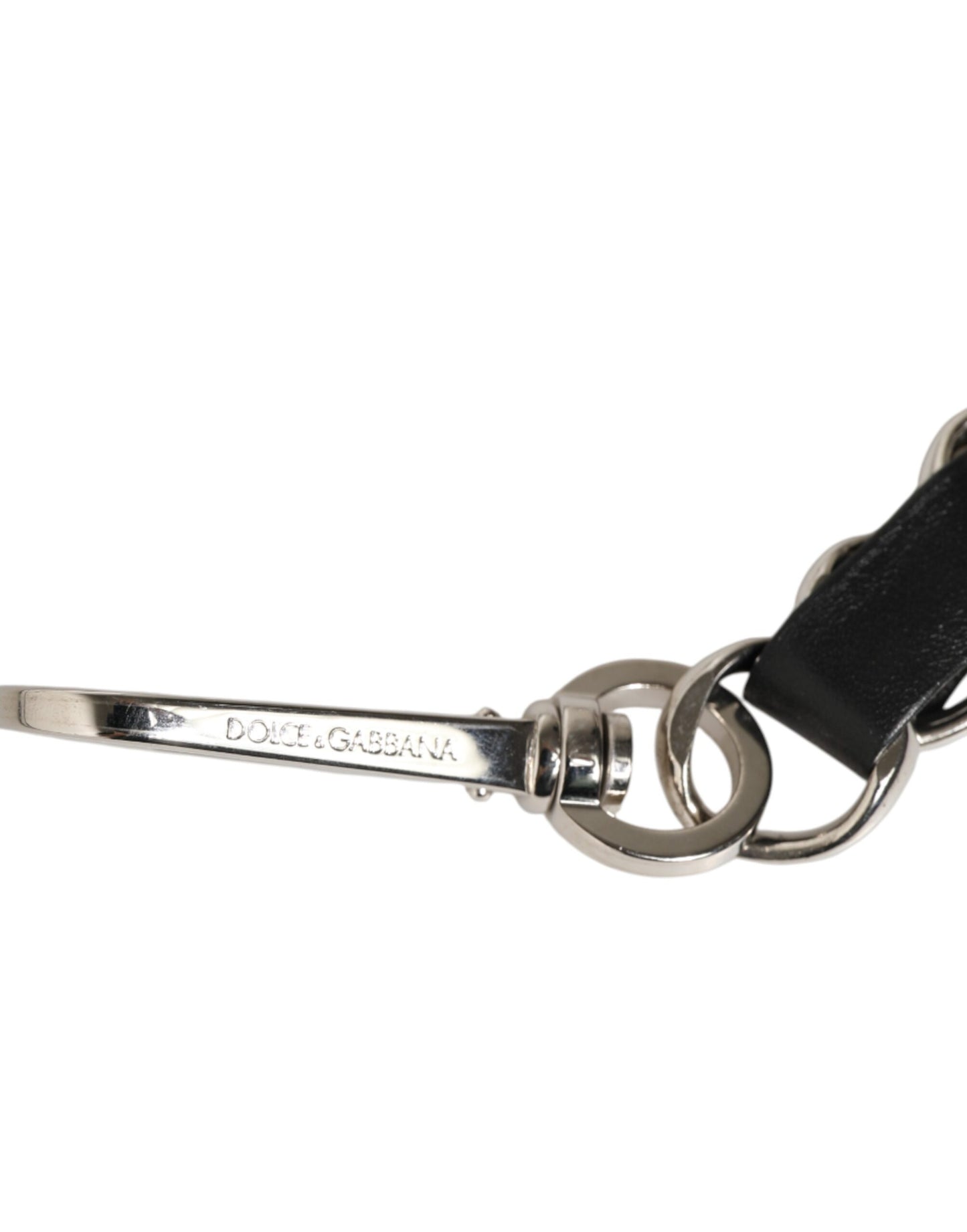 Black Leather Silver Chain Bag Accessory Shoulder Strap