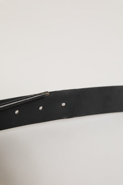 Black Leather Classic Metal Buckle Men Belt