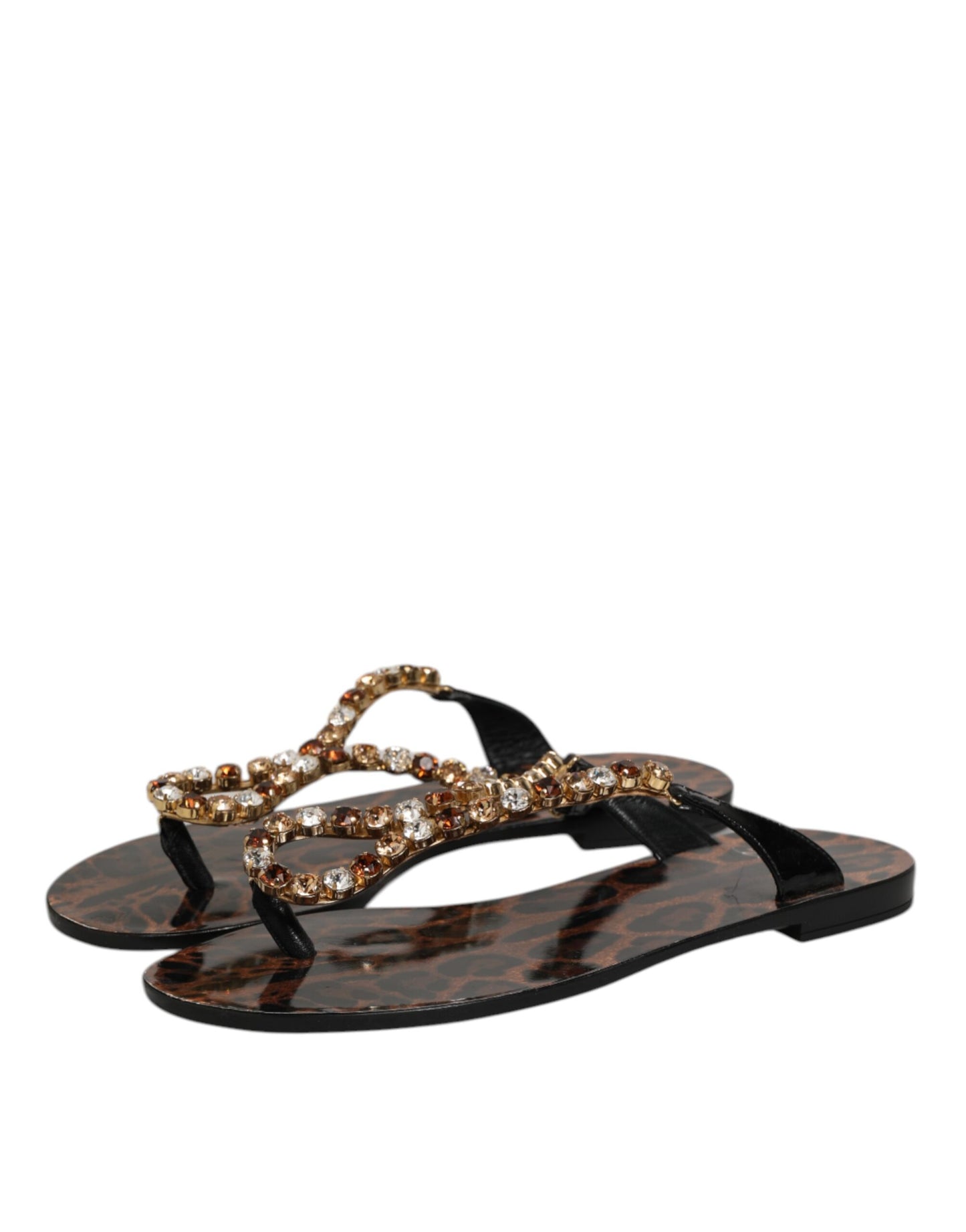 Black Crystals Flats Sandals Beachwear Shoes