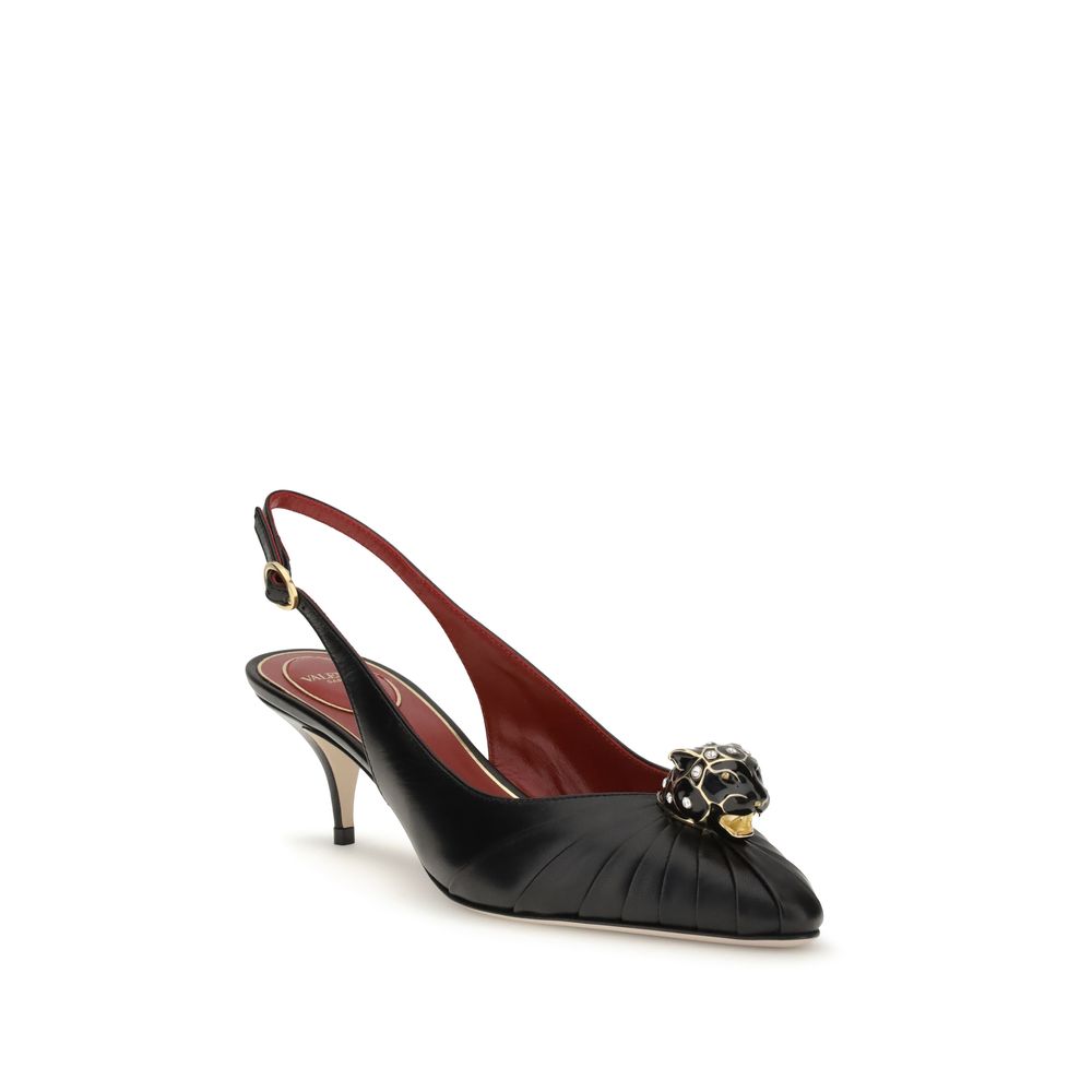 Black Leather High Heel Pumps