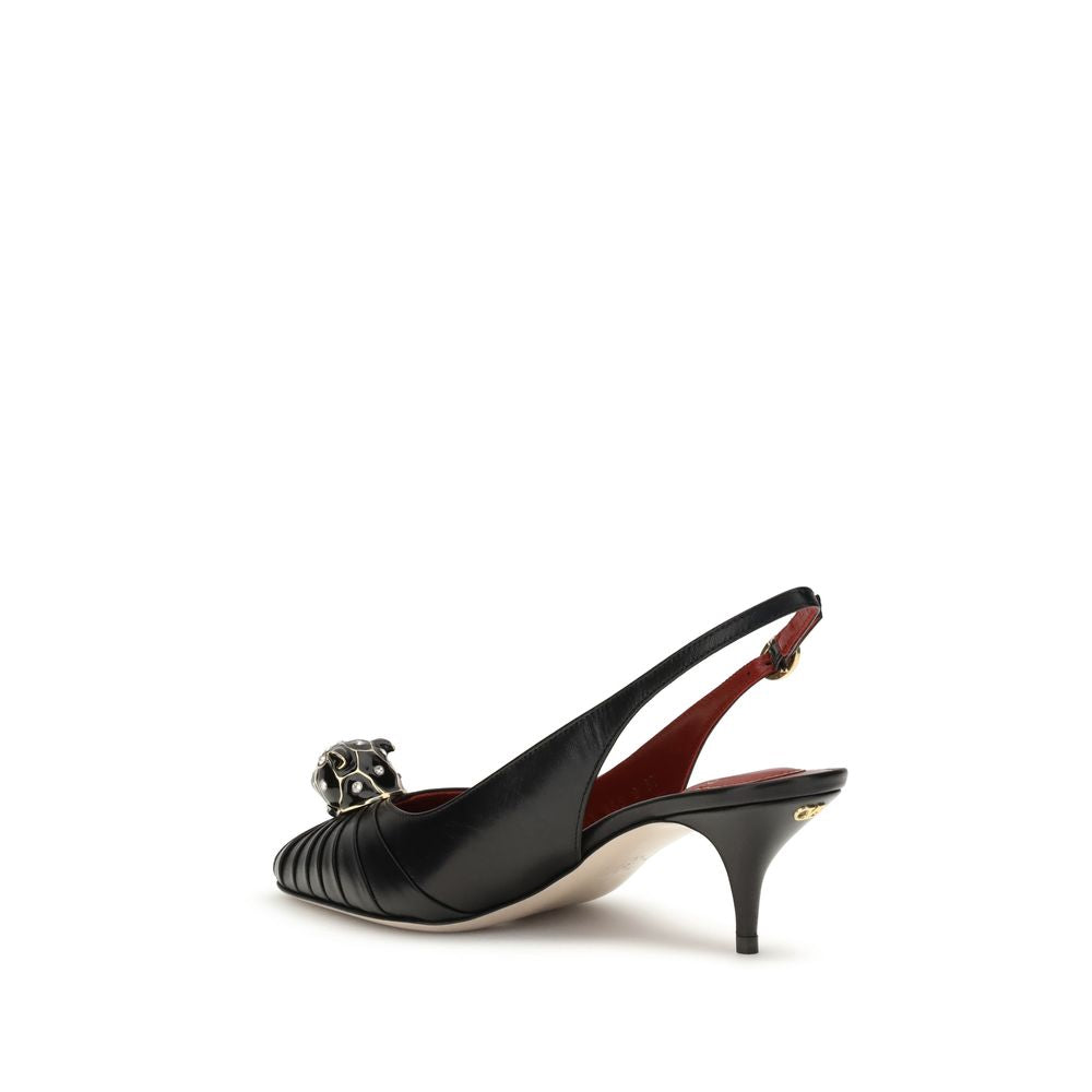 Black Leather High Heel Pumps