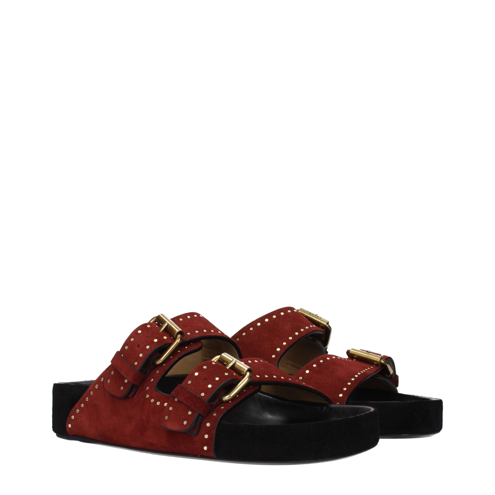 Red Leather Slippers Sandals