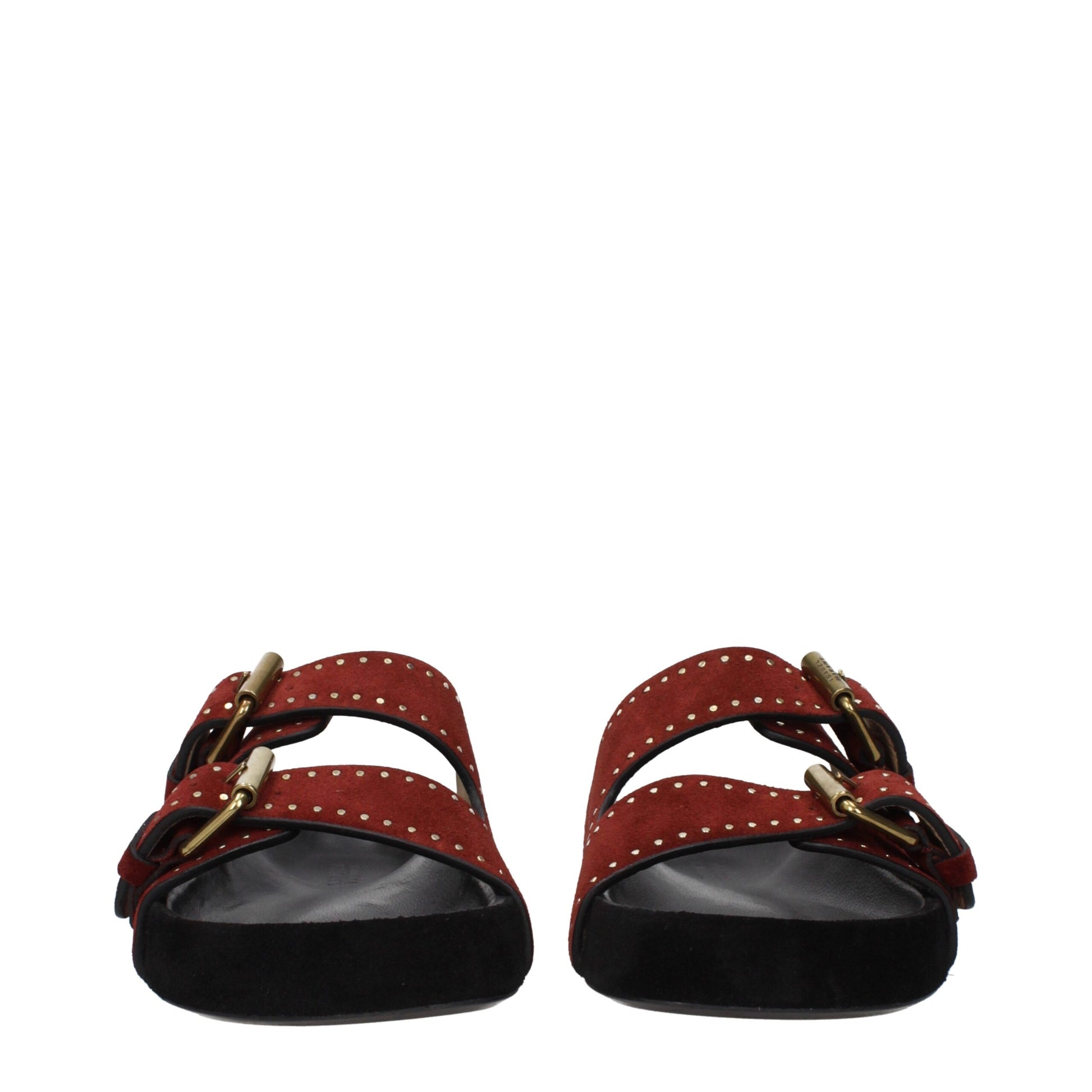 Red Leather Slippers Sandals