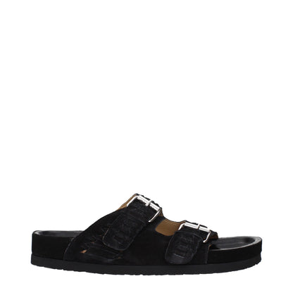 Black Leather Slippers