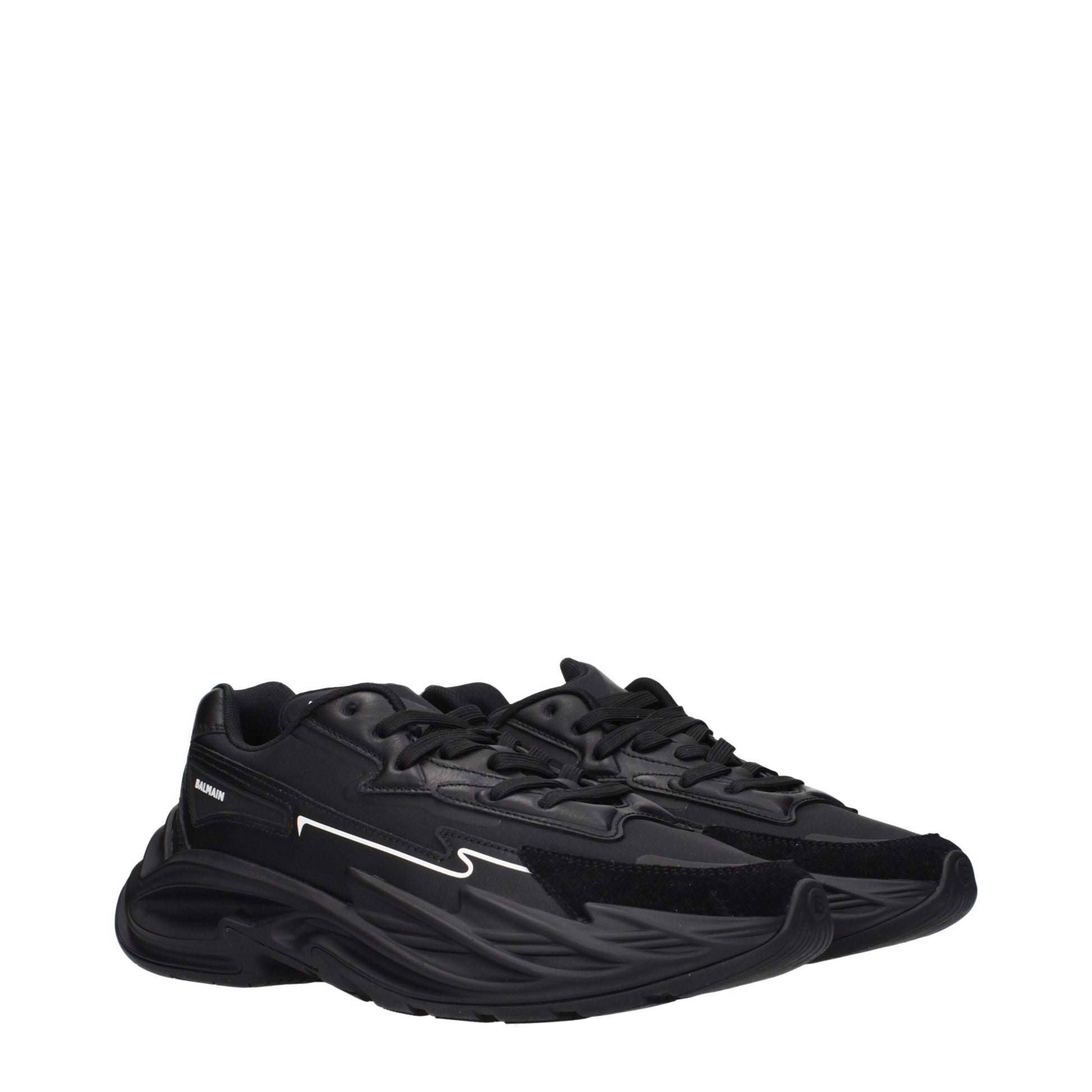 Black Leather Athletic Sneakers