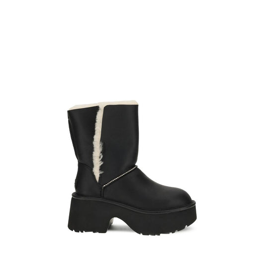 Black Leather Flat Boots