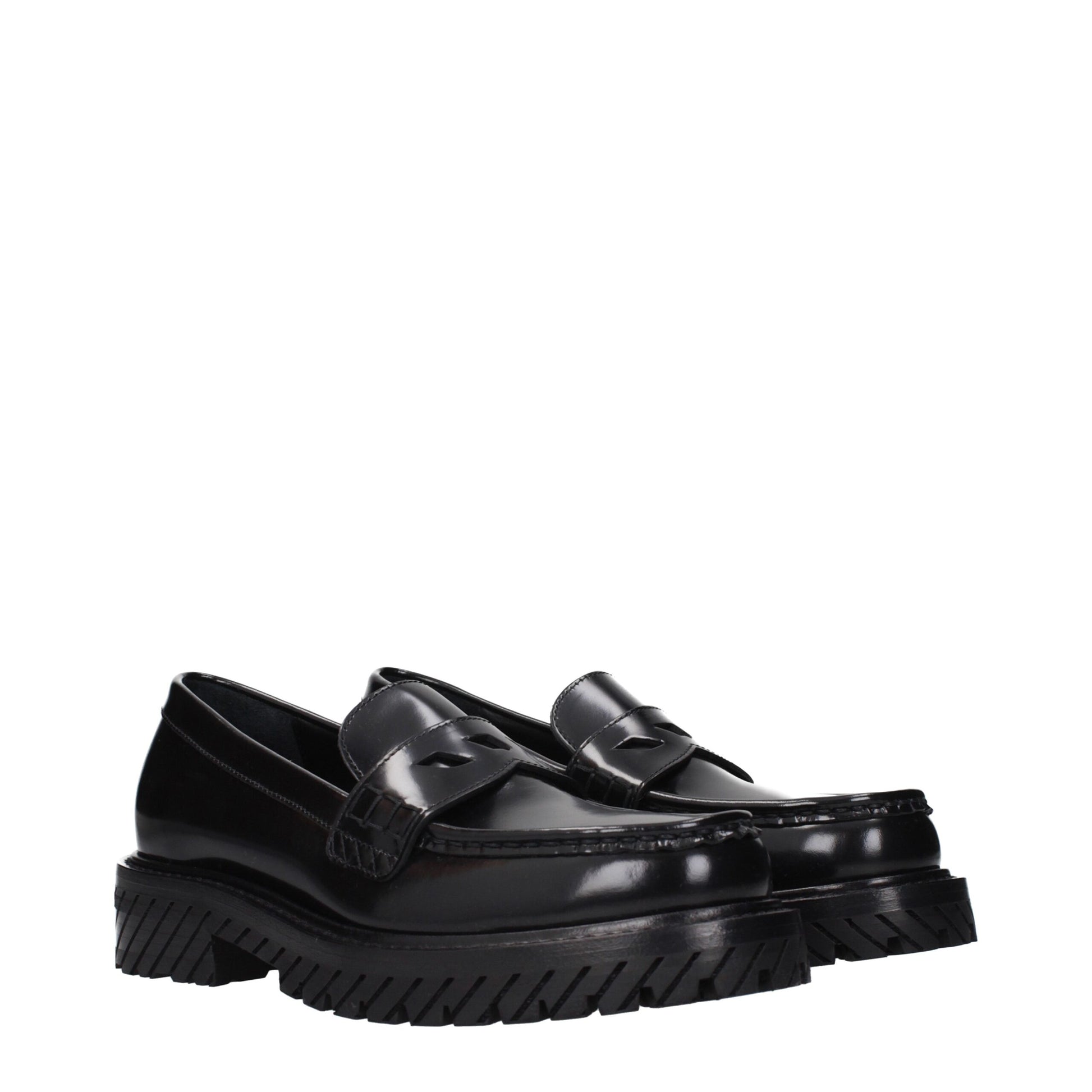 Black Leather Slip-On Loafers