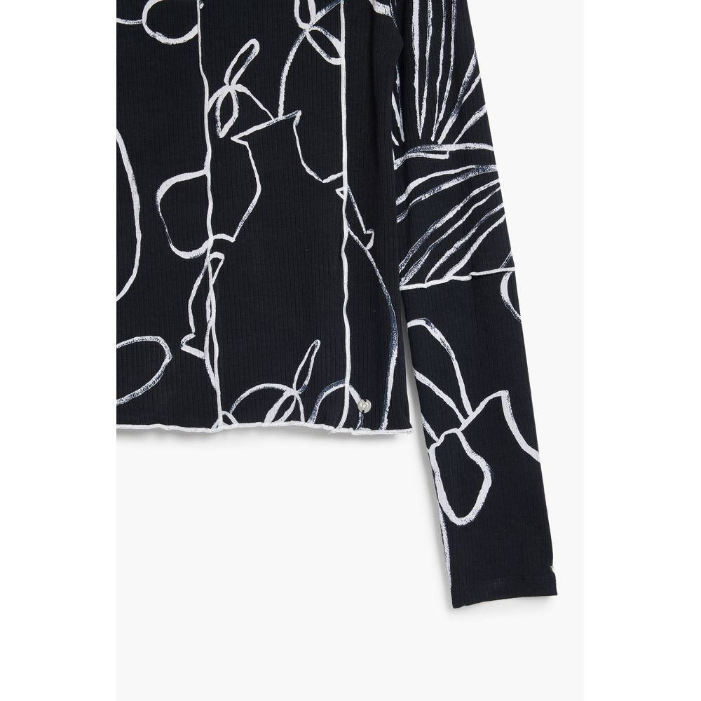 Black Elastane Women T-Shirt