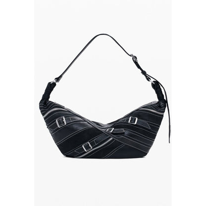 Black Polyethylene Women Handbag