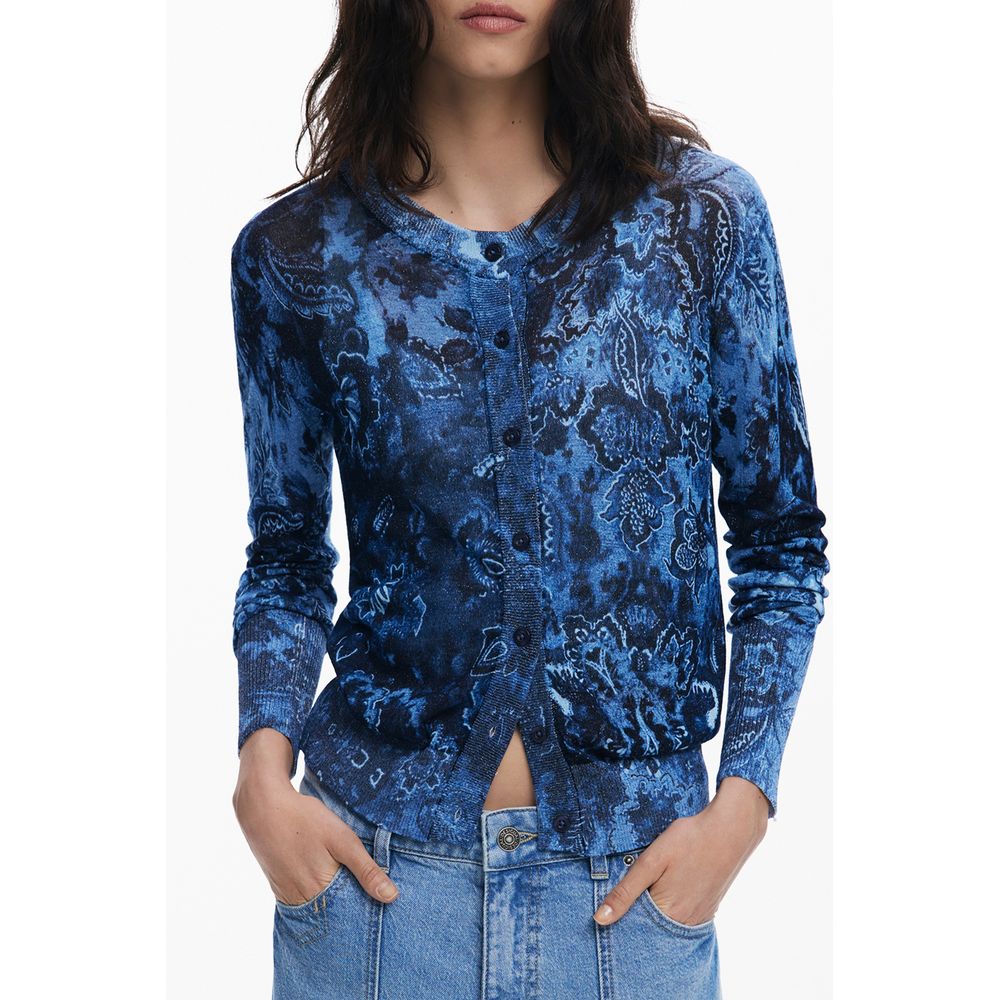Blue Viscose Women Sweater